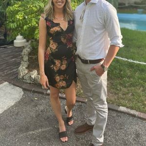 Cocktail Mini Party Flowered Dress - Asian Inspired. Small Tall US 2. Parisian